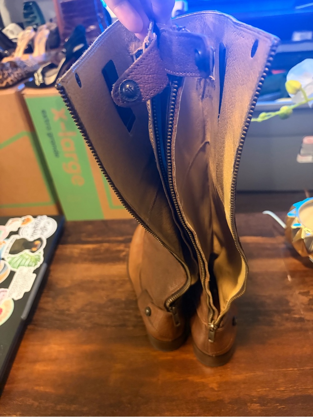 Frye Brown Leather Tall Riding Boots Back Zip Size 6B - Picture 4 of 8
